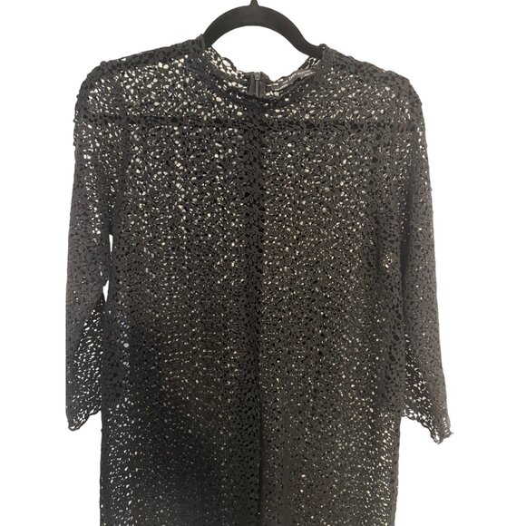 ZARA Medium Vintage-Inspired W&B Black Crochet Dress - Picture 6 of 15